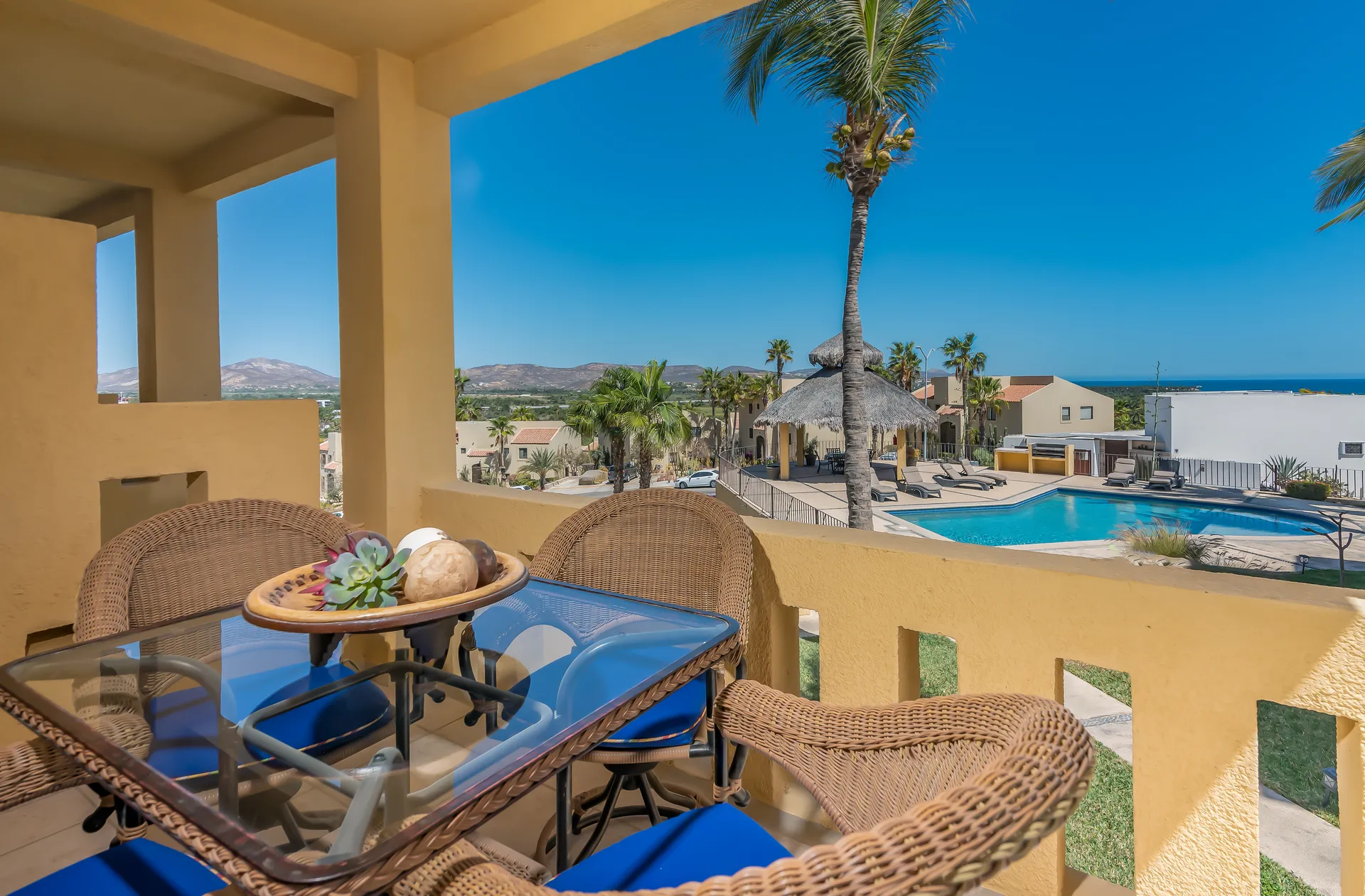 Cabo del Mar Unit 203 is a charming oceanview 2 bedroom 2 bath condominium that is located a short walk to San Jose del Cabo's historic downtown